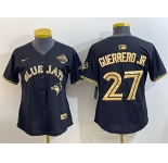 Women's Toronto Blue Jays #27 Vladimir Guerrero Jr. Black Gold 2025 American League Champions Limited Stitched Baseball Jersey
