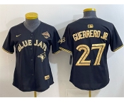 Women's Toronto Blue Jays #27 Vladimir Guerrero Jr. Black Gold 2025 American League Champions Limited Stitched Baseball Jersey