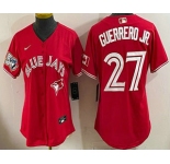 Women's Toronto Blue Jays #27 Vladimir Guerrero Jr Red 50 Seasons Patch Stitched Jersey