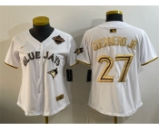 Women's Toronto Blue Jays #27 Vladimir Guerrero Jr. White Gold 2025 American League Champions Limited Stitched Baseball Jersey