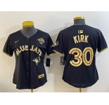 Women's Toronto Blue Jays #30 Alejandro Kirk Black Gold 2025 American League Champions Limited Stitched Baseball Jersey