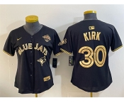 Women's Toronto Blue Jays #30 Alejandro Kirk Black Gold 2025 American League Champions Limited Stitched Baseball Jersey