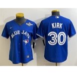 Women's Toronto Blue Jays #30 Alejandro Kirk Royal 2025 World Series Cool Base Stitched Baseball Jersey