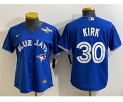 Women's Toronto Blue Jays #30 Alejandro Kirk Royal 2025 World Series Cool Base Stitched Baseball Jersey