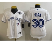 Women's Toronto Blue Jays #30 Alejandro Kirk White 2025 World Series Home Cool Base Stitched Baseball Jersey