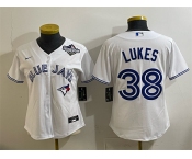 Women's Toronto Blue Jays #38 Nathan Lukes White 2025 World Series Home Cool Base Stitched Baseball Jersey