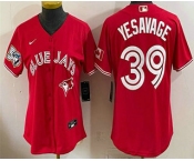 Women's Toronto Blue Jays #39 Trey Yesavage Red 50 Seasons Patch Stitched Jersey