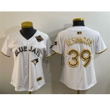Women's Toronto Blue Jays #39 Trey Yesavage White Gold 2025 American League Champions Limited Stitched Baseball Jersey