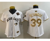 Women's Toronto Blue Jays #39 Trey Yesavage White Gold 2025 American League Champions Limited Stitched Baseball Jersey