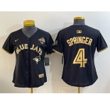 Women's Toronto Blue Jays #4 George Springer Black Gold 2025 American League Champions Limited Stitched Baseball Jersey