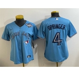 Women's Toronto Blue Jays #4 George Springer Blue 2025 World Series Cool Base Stitched Baseball Jersey