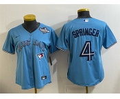 Women's Toronto Blue Jays #4 George Springer Blue 2025 World Series Cool Base Stitched Baseball Jersey