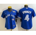 Women's Toronto Blue Jays #4 George Springer Royal 2025 World Series Cool Base Stitched Baseball Jersey