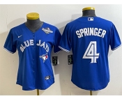 Women's Toronto Blue Jays #4 George Springer Royal 2025 World Series Cool Base Stitched Baseball Jersey