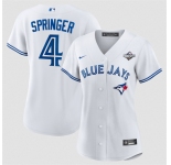 Women's Toronto Blue Jays #4 George Springer White 2025 World Series Home Cool Base Stitched Baseball Jersey