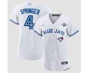 Women's Toronto Blue Jays #4 George Springer White 2025 World Series Home Cool Base Stitched Baseball Jersey