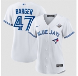 Women's Toronto Blue Jays #47 Addison Barger White 2025 World Series Home Cool Base Stitched Baseball Jersey