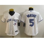 Women's Toronto Blue Jays #5 Daulton Varsho White Cool Base Stitched Baseball Jersey