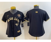 Women's Toronto Blue Jays Blank Black Gold 2025 American League Champions Limited Stitched Baseball Jersey