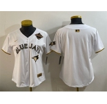 Women's Toronto Blue Jays Blank White Gold 2025 American League Champions Limited Stitched Baseball Jersey