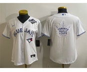 Women's Toronto Blue Jays & Leafs White 2025 World Series With White Leafs Logo Cool Base Stitched Baseball Jersey