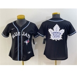 Women's Toronto Blue Jays & Leafs With White Leafs Logo 2026 Fashion Replica Black Out Stitched Baseball Jersey