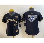 Women's Toronto Blue Jays Team Big Logo Black Gold 2025 American League Champions Limited Stitched Baseball Jersey