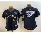 Women's Toronto Blue Jays Team Big Logo Black Gold 2025 American League Champions Limited Stitched Baseball Jersey