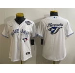 Women's Toronto Blue Jays Team Big Logo White 2025 World Series Cool Base Stitched Baseball Jersey