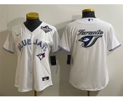 Women's Toronto Blue Jays Team Big Logo White 2025 World Series Cool Base Stitched Baseball Jersey