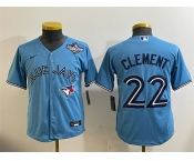Youth Toronto Blue Jays #22 Ernie Clement Blue 2025 World Series Cool Base Stitched Baseball Jersey