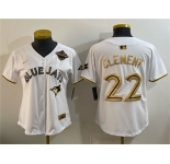 Youth Toronto Blue Jays #22 Ernie Clement White Gold 2025 American League Champions Limited Stitched Jersey
