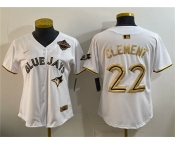 Youth Toronto Blue Jays #22 Ernie Clement White Gold 2025 American League Champions Limited Stitched Jersey