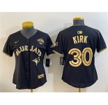 Youth Toronto Blue Jays #30 Alejandro Kirk Black Gold 2025 American League Champions Limited Stitched Jersey