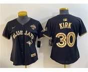 Youth Toronto Blue Jays #30 Alejandro Kirk Black Gold 2025 American League Champions Limited Stitched Jersey