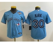 Youth Toronto Blue Jays #30 Alejandro Kirk Blue 2025 World Series Cool Base Stitched Baseball Jersey