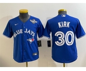 Youth Toronto Blue Jays #30 Alejandro Kirk Royal 2025 World Series Cool Base Stitched Baseball Jersey