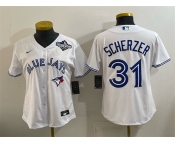 Youth Toronto Blue Jays #31 Max Scherzer White 2025 World Series Cool Base Stitched Baseball Jersey
