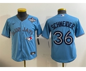 Youth Toronto Blue Jays #36 Davis Schneider Blue 2025 World Series Cool Base Stitched Baseball Jersey