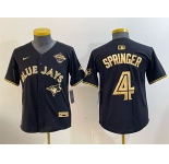 Youth Toronto Blue Jays #4 George Springer Black Gold 2025 American League Champions Limited Stitched Baseball Jersey