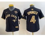 Youth Toronto Blue Jays #4 George Springer Black Gold 2025 American League Champions Limited Stitched Baseball Jersey