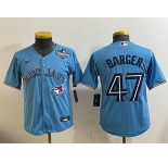 Youth Toronto Blue Jays #47 Addison Barger Blue 2025 World Series Cool Base Stitched Baseball Jersey