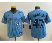 Youth Toronto Blue Jays #47 Addison Barger Blue 2025 World Series Cool Base Stitched Baseball Jersey