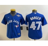 Youth Toronto Blue Jays #47 Addison Barger Royal 2025 World Series Cool Base Stitched Baseball Jersey