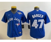 Youth Toronto Blue Jays #47 Addison Barger Royal 2025 World Series Cool Base Stitched Baseball Jersey