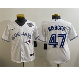 Youth Toronto Blue Jays #47 Addison Barger White 2025 World Series Cool Base Stitched Baseball Jersey