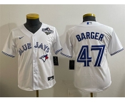 Youth Toronto Blue Jays #47 Addison Barger White 2025 World Series Cool Base Stitched Baseball Jersey