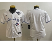 Youth Toronto Blue Jays Blank White 2025 World Series Cool Base Stitched Baseball Jersey