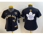 Youth Toronto Blue Jays & Leafs Black Gold 2025 American League Champions With White Leafs Logo Limited Stitched Baseball Jersey