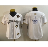 Youth Toronto Blue Jays & Leafs White Gold 2025 American League Champions With White Leafs Logo Limited Stitched Baseball Jersey